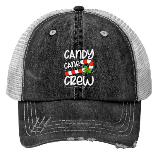 Candy Cane Crew Funny Christmas Print Trucker Hats