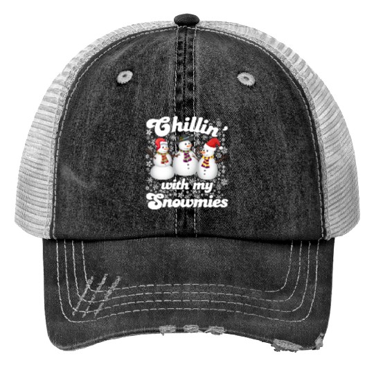 Snowmen Chilling with my Snowmies Winter Print Trucker Hats