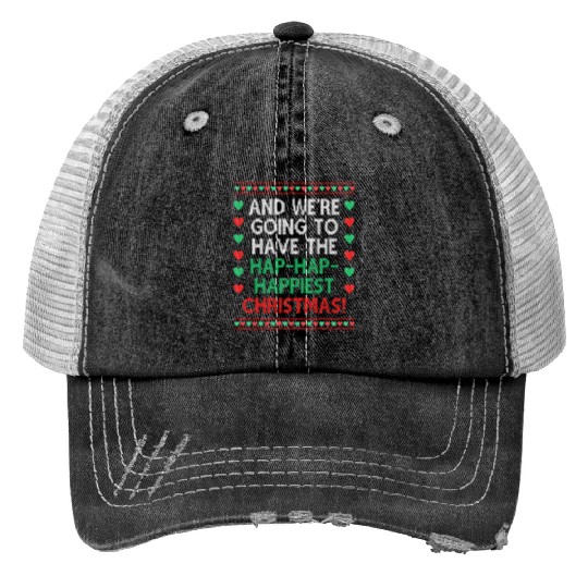 Merry Christmas Funny Ugly Christmas Sweater theme Print Trucker Hats