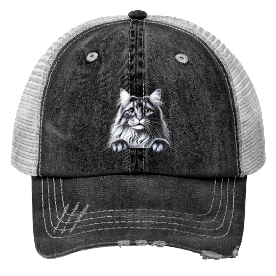 More Treats persian 2- Cute realistic cat drawing Print Trucker Hats