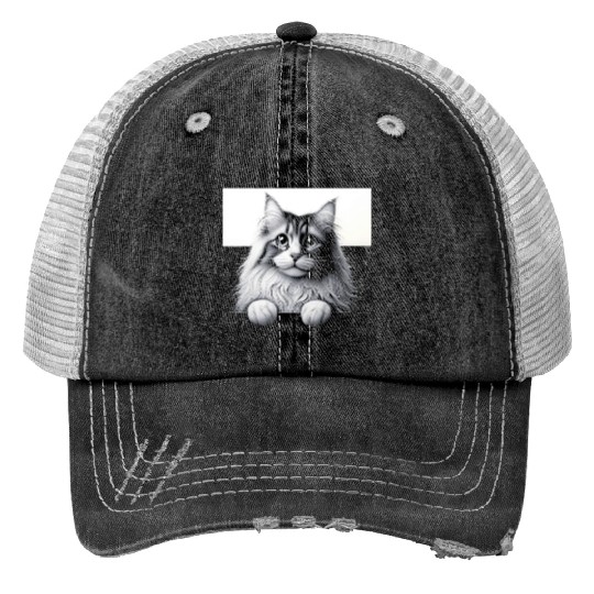 More Treats persian 1- Cute realistic cat drawing Print Trucker Hats