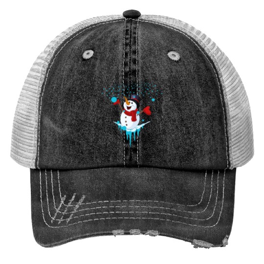 Snowman Print Trucker Hats
