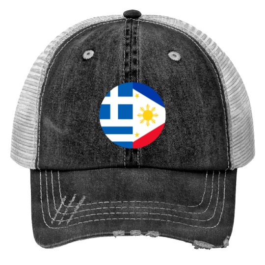 Greek Filipino flags Print Trucker Hats