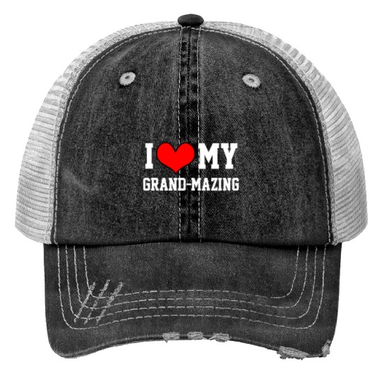 I Love My Grandma Amazing Puns Fun Mothers Day Kid Print Trucker Hats