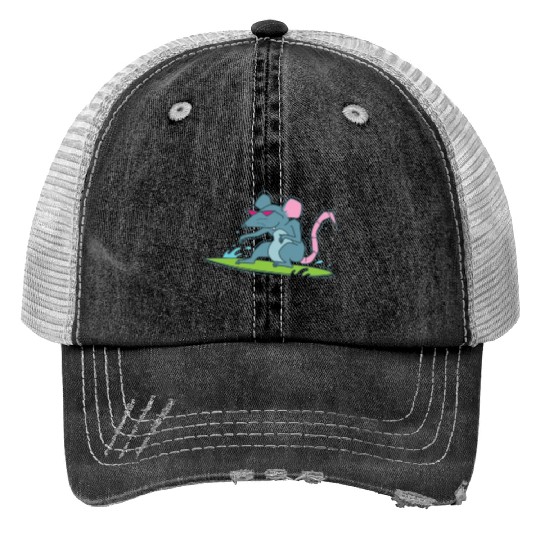Rat surfing Pet Rodent Print Trucker Hats