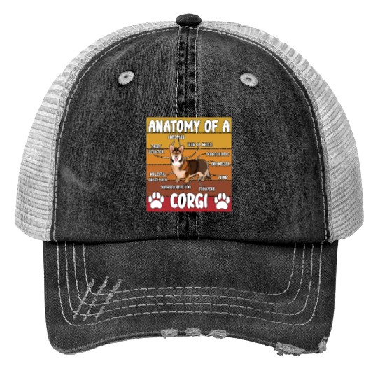 Anatomy of a Welsh Corgi Dog Pet Lover Print Trucker Hats