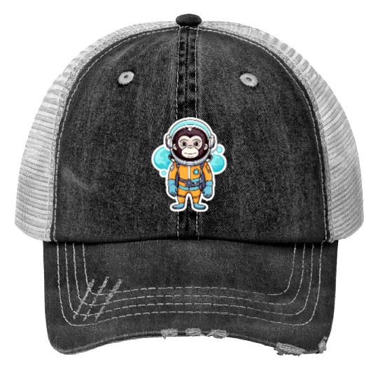 Monkey Ape Astronaut Illustration Print Trucker Hats