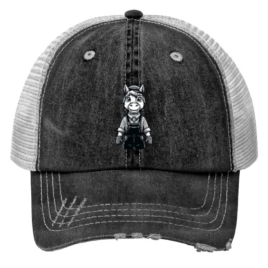 Cute Horse Farmer Print Trucker Hats