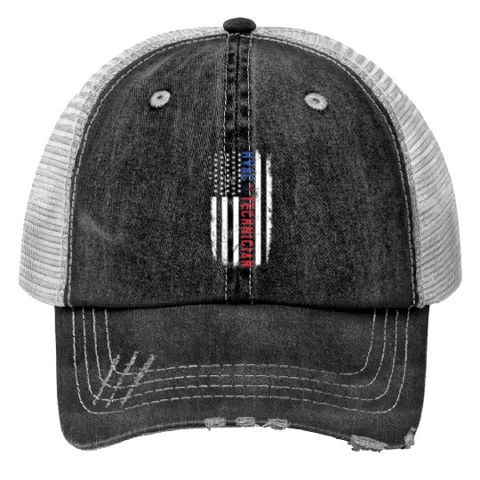 HVAC Technician US American Flag HVAC Mechanic Print Trucker Hats