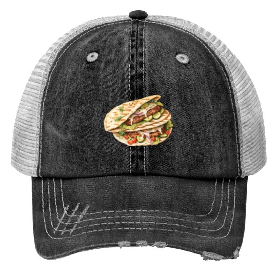 Greek Gyros With Tzatziki Sauce Print Trucker Hats