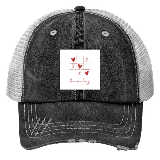 Beige Rouge Amour Saint Valentin Print Trucker Hats