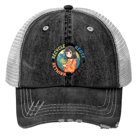 Recycle Reuse Renew Rethink Print Trucker Hats