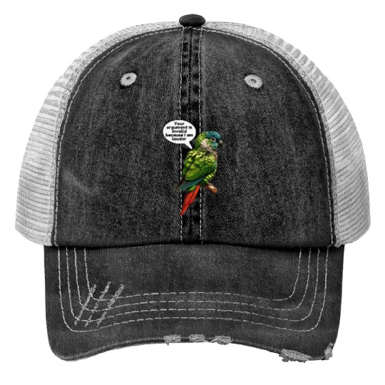 Green Cheek Conure Meme Funny Conure Parrot Print Trucker Hats