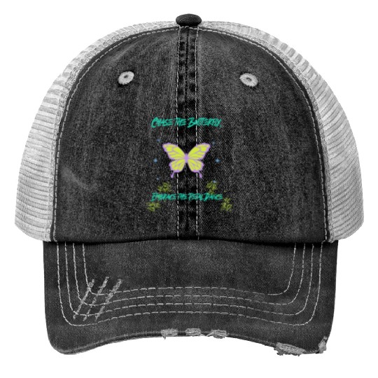 Chase the Butterfly, Embrace the Petal Dance Print Trucker Hats
