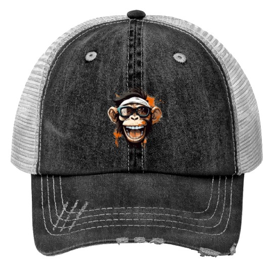 Street Art Monkey Urban Rap Street Monkey Print Trucker Hats
