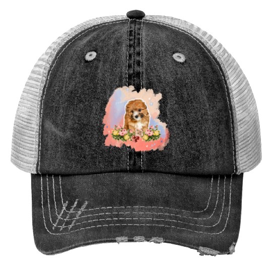 yorkie poo Print Trucker Hats