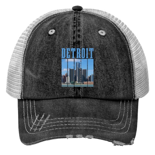 Detroit Michigan Motor City USA Print Trucker Hats