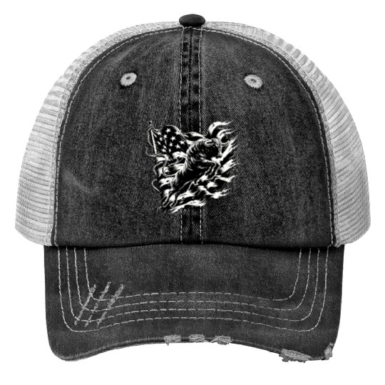 Rodeo Bull Riding Livestock Show Farmer Cattle Print Trucker Hats