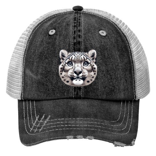 Snow Leopard Leopard White Leopard Print Trucker Hats
