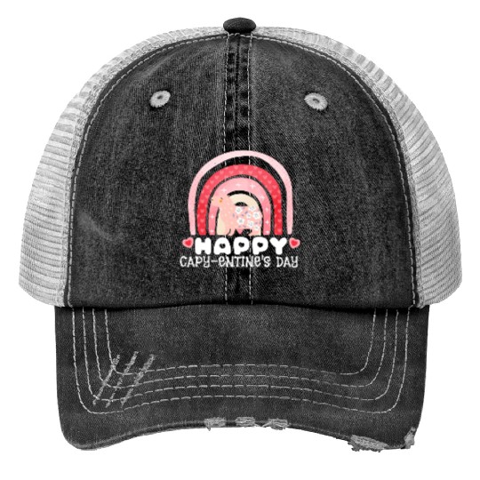 Comfort Colors Capybara Valentines Day Cute Funny Print Trucker Hats