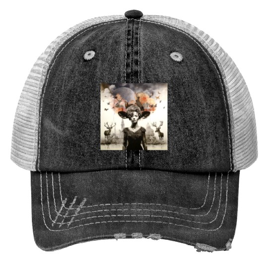 Lets go Bambi Print Trucker Hats