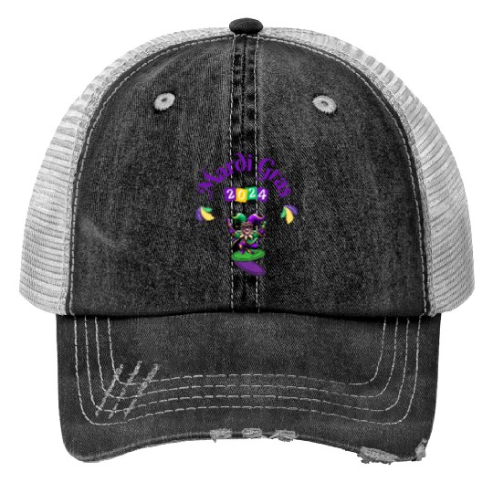 Mardi gras Funny Nola New orleans Louisiana Print Trucker Hats