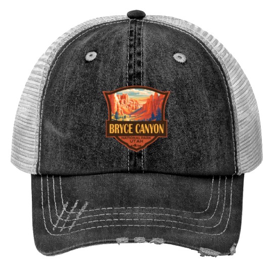Bryce Canyon National Park Travel Retro Badge Print Trucker Hats