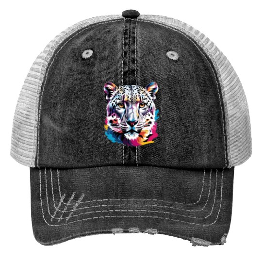 Snow leopard Print Trucker Hats