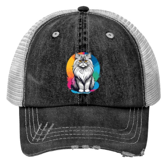 Persian Cat Print Trucker Hats