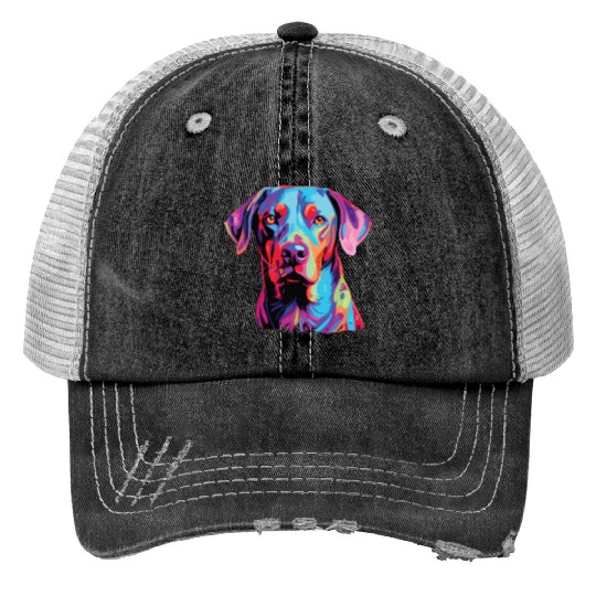 Watercolor Colorful Blue Lacy Print Trucker Hats