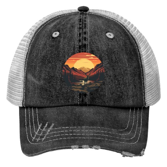 Sunset Wilderness Print Trucker Hats