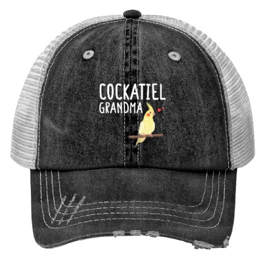 Cockatiel Grandma Bird Whisperer Cockatoo Print Trucker Hats