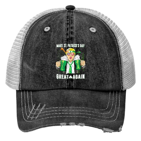 Funny Trump 2024 Make St Patrick s Day Great Again Print Trucker Hats