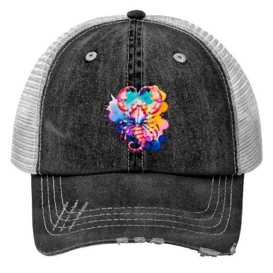 Color splash zodiac: Scorpio Print Trucker Hats