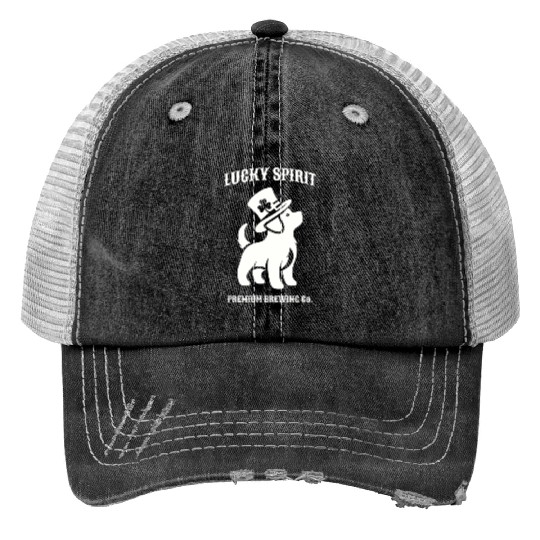 St Patricks Dog Green Print Trucker Hats