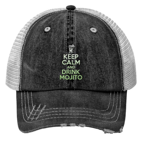 Keep Calm And Drink Mojito Print Trucker Hats - Funny Rum
