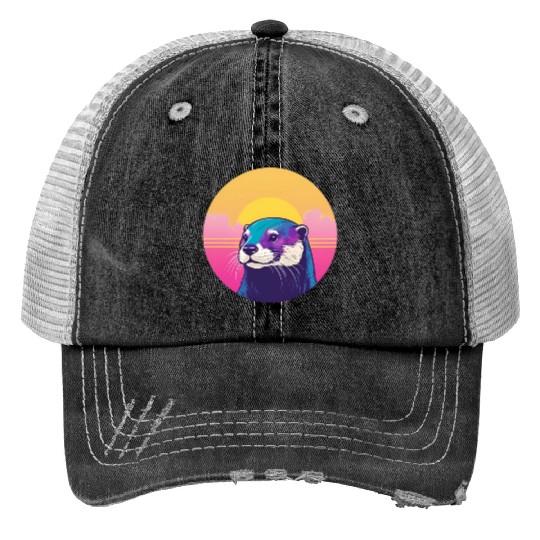 Synthwave Otter 1 Print Trucker Hats