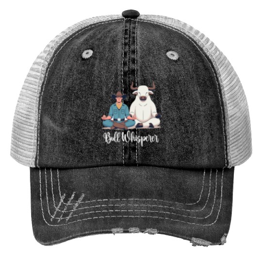 Rodeo Bull Riding Livestock Show Farmer Cattle Print Trucker Hats