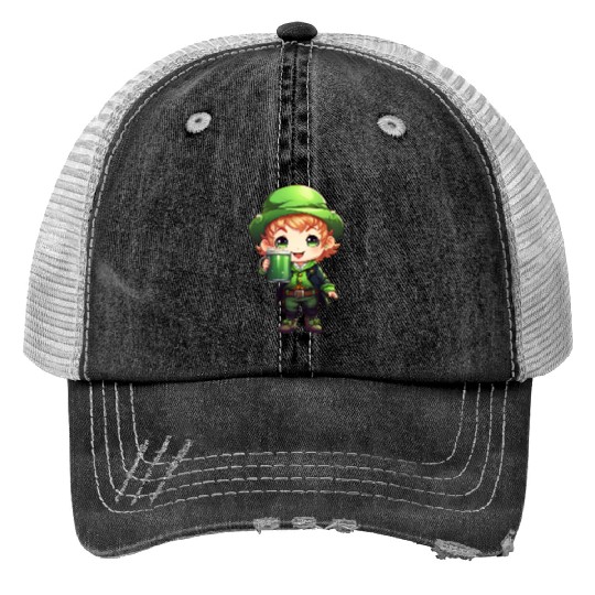 Green Beer on St Patricks Day Print Trucker Hats