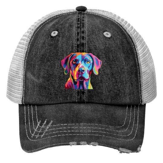 Watercolor Colorful Blue Lacy Print Trucker Hats