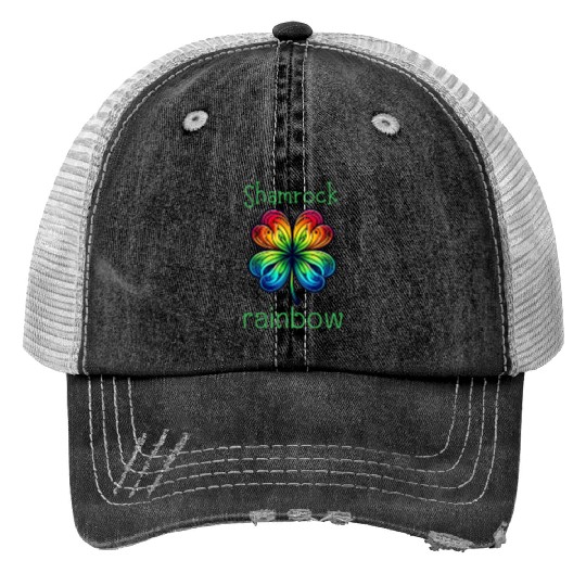 LUCKY Shamrock Rainbow Print Trucker Hats