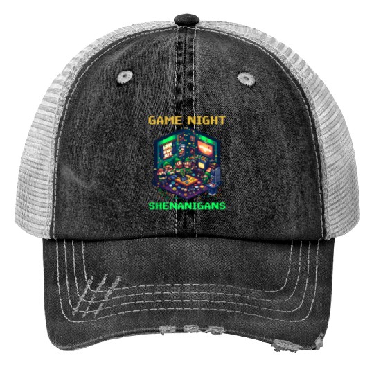 St. Patricks Day Gaming Game Night Shenanigans Print Trucker Hats