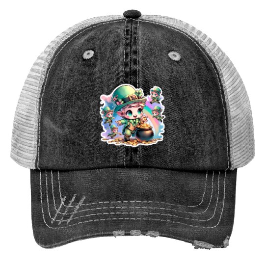 Saint Patrick's Day Chibi Leprechauns Print Trucker Hats