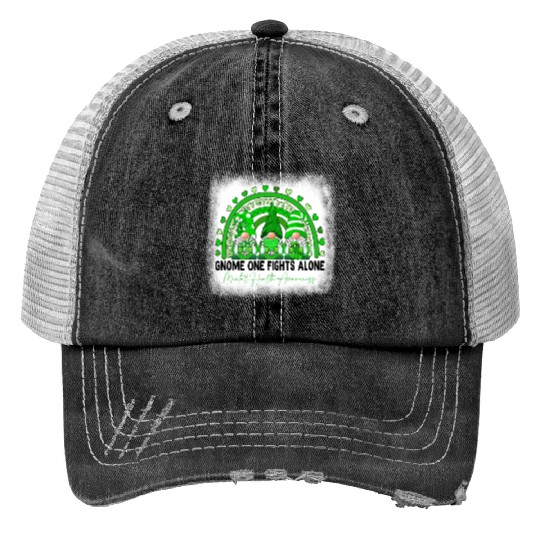 Gnome Green Rainbow Mental Health Awareness Print Trucker Hats