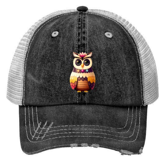 Cute deco owl illustration Print Trucker Hats