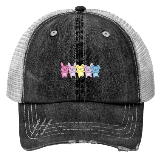 Aporagender Flag Pride Lgbtq Bunny Print Trucker Hats