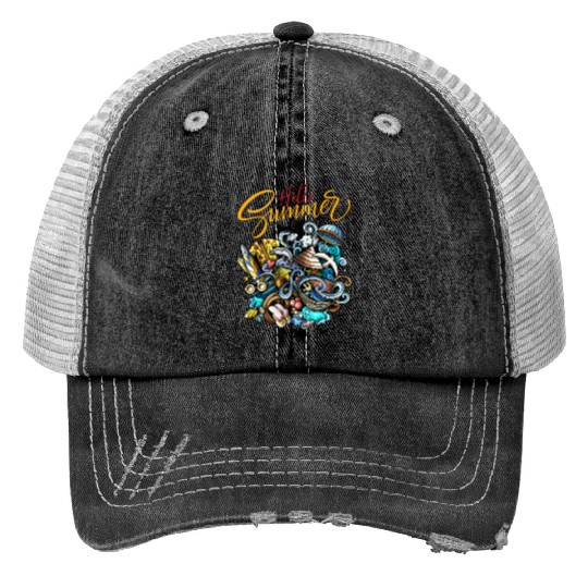 Summer Vibes Print Trucker Hats