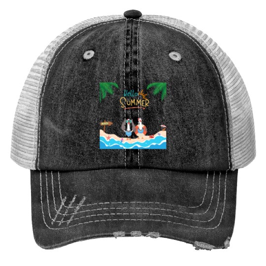beach lobster Print Trucker Hats