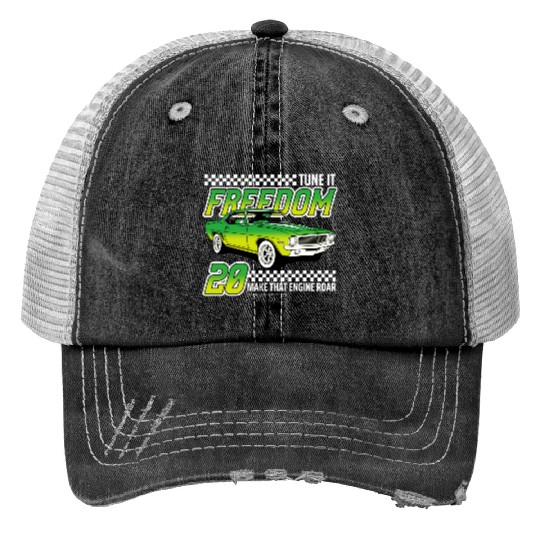 Racing OLD car illustrated | muscle car Print Trucker Hats