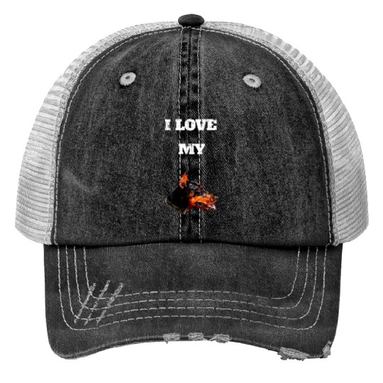 I Love My Geometric Doberman Design Print Trucker Hats